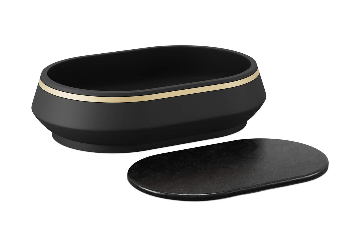 Dina Classic Black Matt with Brass profile and black stone heater